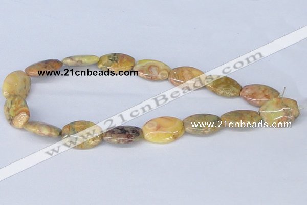 CAB258 15.5 inches 18*25mm flat drum lemon crazy lace agate beads