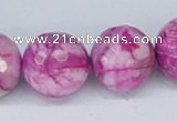 CAB273 15.5 inches 18mm faceted round fuchsia crazy lace agate beads