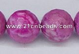 CAB274 15.5 inches 20mm faceted round fuchsia crazy lace agate beads