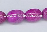 CAB276 15.5 inches 14*18mm egg-shaped fuchsia crazy lace agate beads