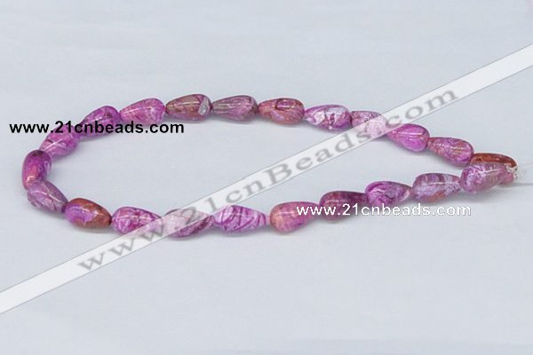 CAB277 15.5 inches 10*18mm teardrop fuchsia crazy lace agate beads