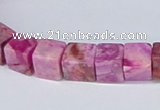 CAB278 15.5 inches 8*8mm cube fuchsia crazy lace agate beads
