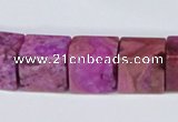CAB279 15.5 inches 13*13mm cube fuchsia crazy lace agate beads