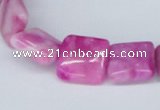 CAB281 15.5 inches 14*14mm square fuchsia crazy lace agate beads