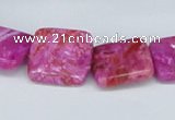 CAB282 15.5 inches 18*18mm square fuchsia crazy lace agate beads