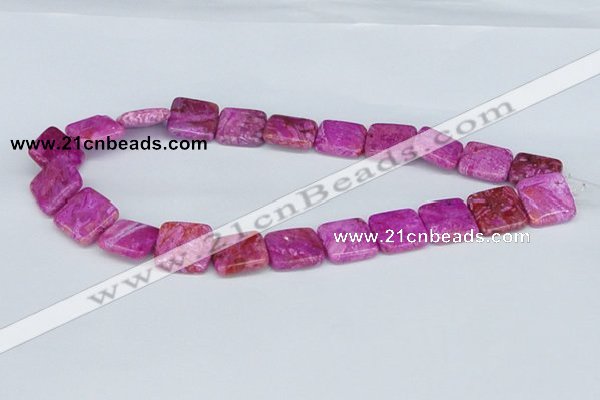 CAB282 15.5 inches 18*18mm square fuchsia crazy lace agate beads