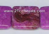 CAB285 15.5 inches 30*30mm square fuchsia crazy lace agate beads