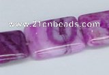 CAB287 15.5 inches 18*25mm rectangle fuchsia crazy lace agate beads