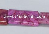 CAB288 15.5 inches 25*35mm rectangle fuchsia crazy lace agate beads