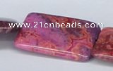 CAB289 15.5 inches 30*40mm rectangle fuchsia crazy lace agate beads