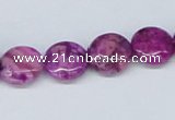 CAB290 15.5 inches 12mm flat round fuchsia crazy lace agate beads