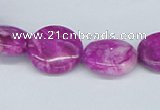 CAB291 15.5 inches 16mm flat round fuchsia crazy lace agate beads