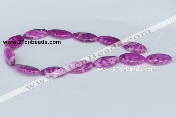 CAB300 15.5 inches 16*30mm horse eye fuchsia crazy lace agate beads