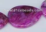 CAB305 15.5 inches 30*40mm flat teardrop fuchsia crazy lace agate beads