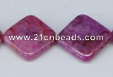 CAB307 15.5 inches 20*20mm diamond fuchsia crazy lace agate beads