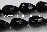CAB331 15.5 inches 13*17mm faceted teardrop black agate gemstone beads