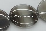CAB352 15.5 inches 35mm flat round grey agate gemstone beads