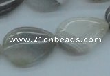 CAB359 15.5 inches 18*25mm flat teardrop grey agate gemstone beads