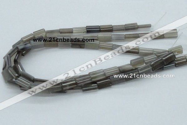 CAB360 15.5 inches 10*15mm flat column grey agate gemstone beads