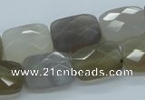 CAB362 15.5 inches 13*18mm faceted rectangle grey agate gemstone beads