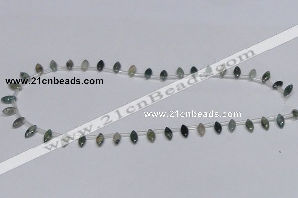 CAB411 15.5 inches 5*10mm horse eye moss agate gemstone beads