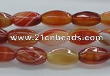 CAB481 15.5 inches 8*15mm faceted rice red agate beads wholesale