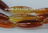 CAB482 15.5 inches 8*30mm faceted rice red agate beads wholesale