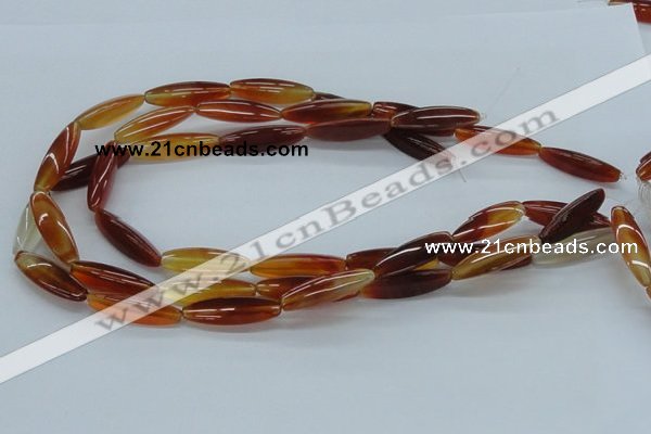 CAB482 15.5 inches 8*30mm faceted rice red agate beads wholesale
