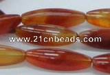 CAB483 15.5 inches 10*30mm faceted rice red agate beads wholesale