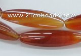 CAB484 15.5 inches 12*40mm faceted rice red agate beads wholesale