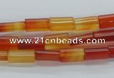 CAB485 15.5 inches 6*10mm flat tube red agate beads wholesale