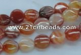 CAB488 15.5 inches 10mm flat round red agate beads wholesale
