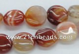 CAB489 15.5 inches 14mm flat round red agate beads wholesale
