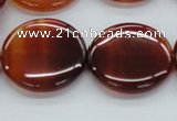 CAB492 15.5 inches 25mm flat round red agate beads wholesale