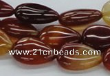 CAB504 15.5 inches 12*17mm flat teardrop red agate beads wholesale