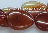 CAB505 15.5 inches 25*30mm flat teardrop red agate beads wholesale