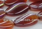 CAB532 15.5 inches 15*30mm twisted oval AB-color red agate beads
