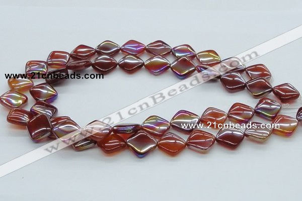 CAB537 15.5 inches 15*15mm diamond AB-color red agate beads