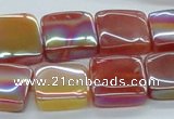 CAB539 15.5 inches 15*15mm square AB-color red agate beads wholesale