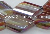 CAB543 22*28mm twisted & faceted diamond AB-color red agate beads