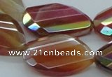 CAB544 22*30mm twisted & faceted teardrop AB-color red agate beads