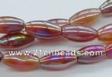 CAB546 15.5 inches 8*16mm rice AB-color red agate beads wholesale