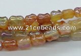 CAB547 15.5 inches 6*10mm bamboo-joint AB-color red agate beads