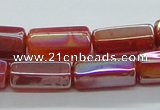 CAB552 15.5 inches 10*20mm six-sided cylinder AB-color red agate beads
