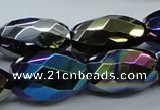 CAB557 15.5 inches 16*28mm faceted rice AB-color black agate beads
