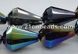CAB558 15.5 inches 15*20mm faceted teardrop AB-color black agate beads