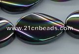 CAB560 15.5 inches 20*30mm twisted oval AB-color black agate beads
