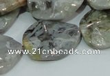 CAB575 15.5 inches 23*30mm wavy oval silver needle agate gemstone beads