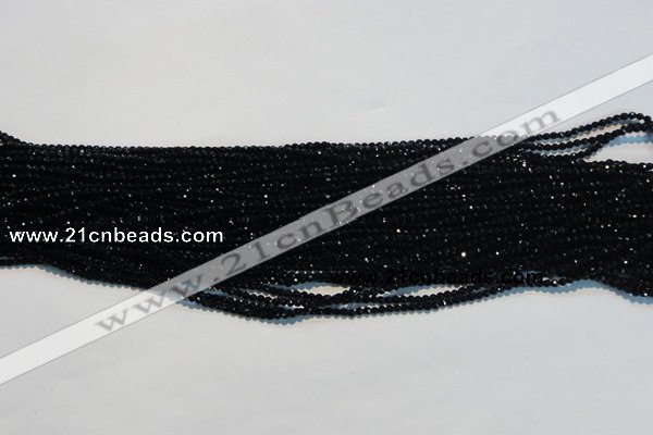 CAB780 15.5 inches 2mm faceted round black agate gemstone beads
