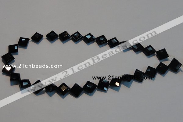 CAB803 15.5 inches 10*10mm faceted diamond black gemstone agate beads